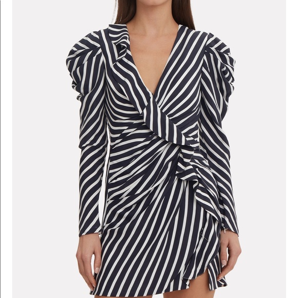 Navy striped ruffle mini dress NWT!!! - Picture 3 of 5